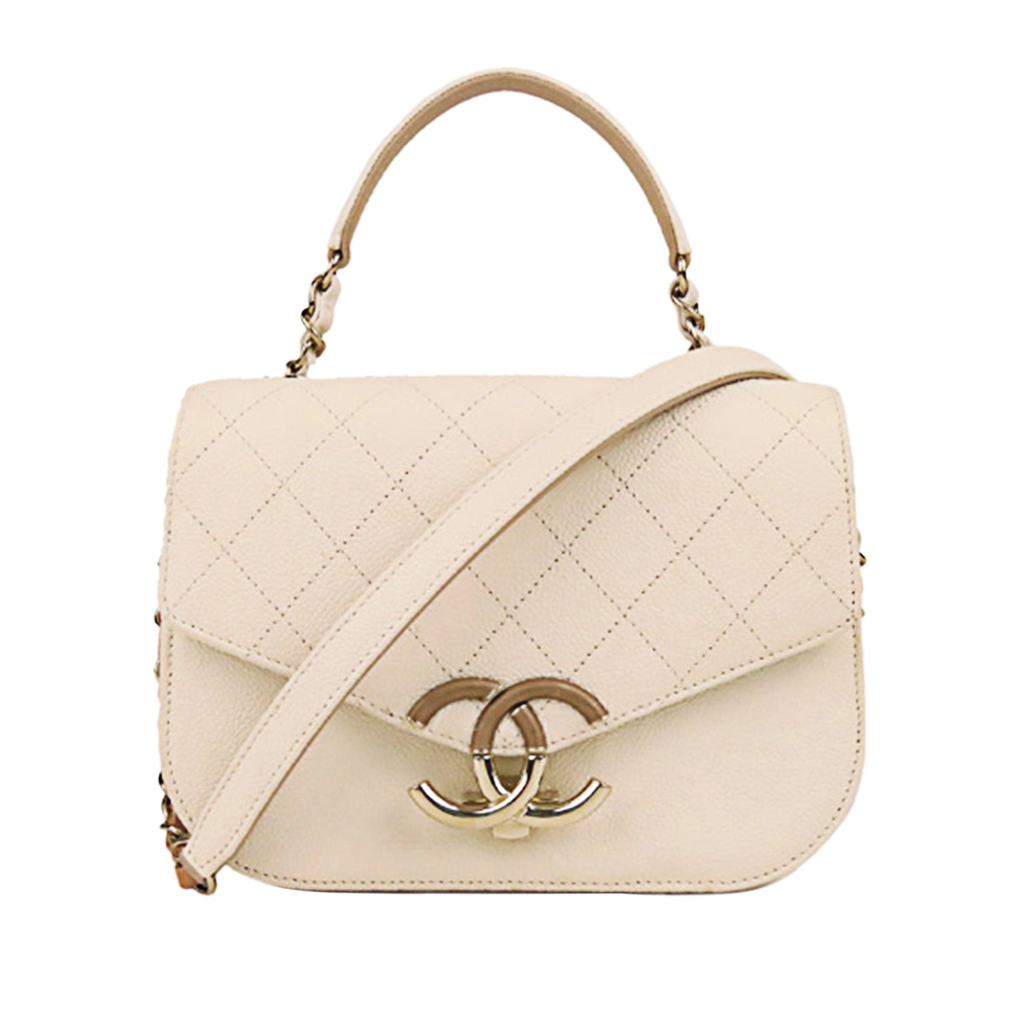 CC Timeless Caviar Leather Satchel in White with SHW