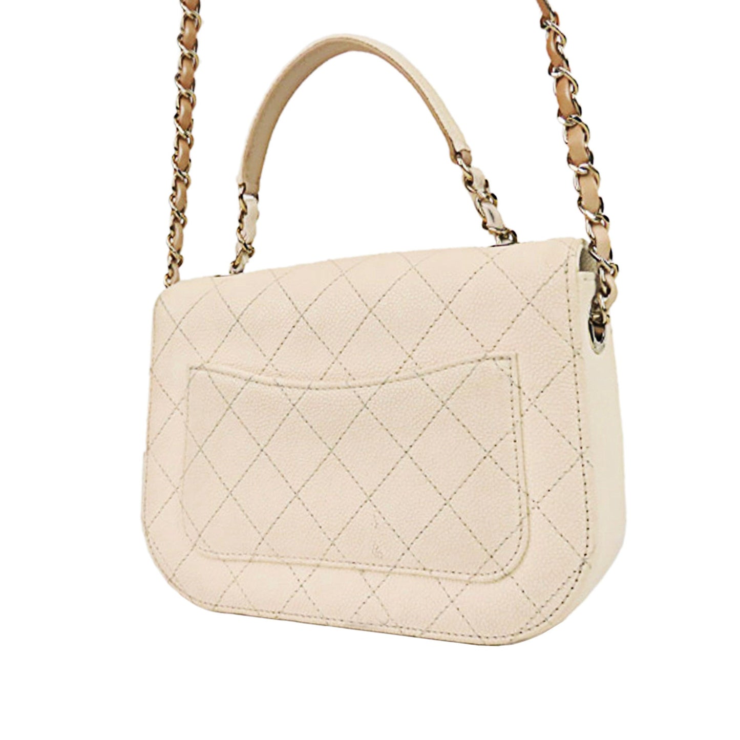 CC Timeless Caviar Leather Satchel in White with SHW