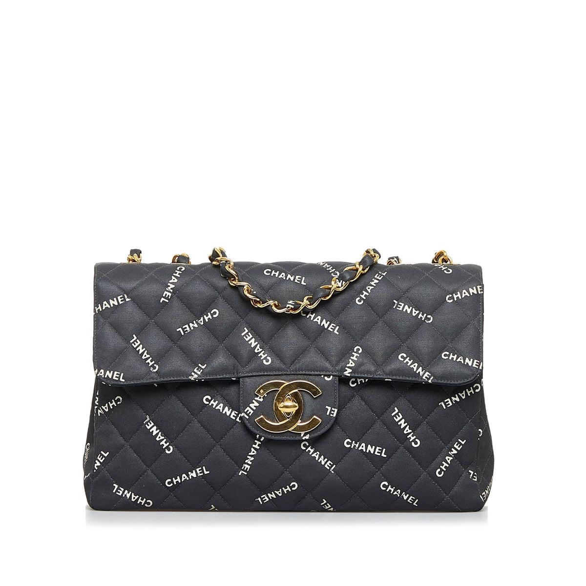 Chanel Maxi Logo Printed CC Matelasse Flap Bag