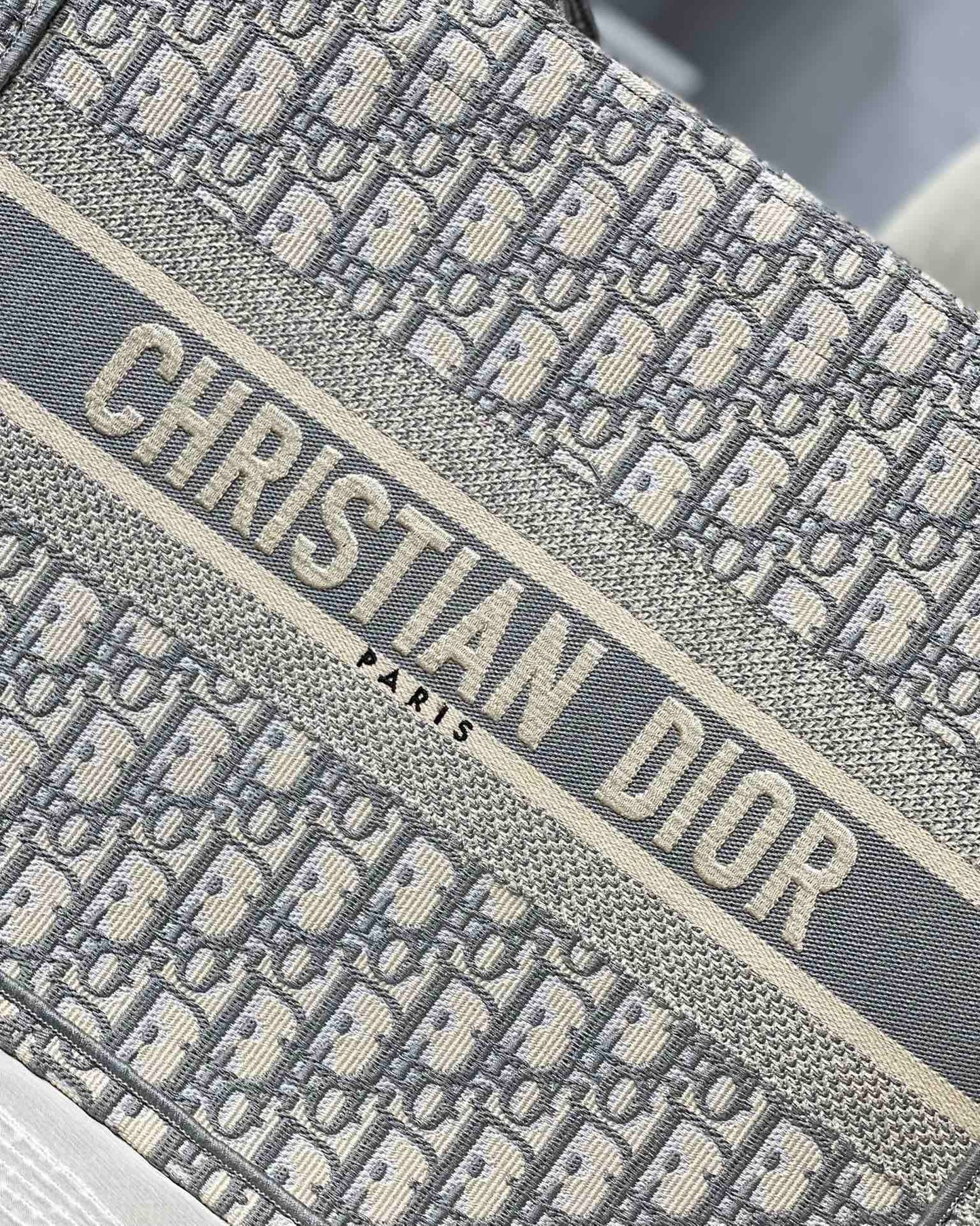 Gray Oblique Embroidery Dior Book Tote Tote Bag for Women