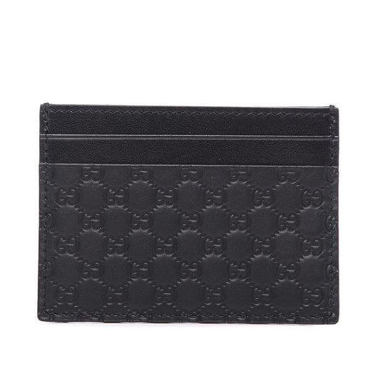 Gucci 262887 525040 Men's Black Micro Guccissia Embossed Leather Credit Cards Holder (GGMW2024)