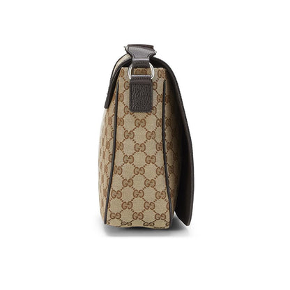 Gucci 449171 622011 Unisex Beige & Brown Canvas / Calf-Skin Leather Messenger Bag (GG2060)