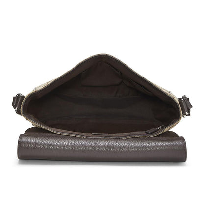 Gucci 449171 622011 Unisex Beige & Brown Canvas / Calf-Skin Leather Messenger Bag (GG2060)