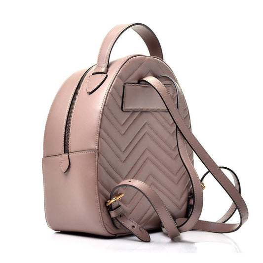 Gucci 476671 001998 GG Marmont Women's Beige Matelasse Leather Backpack (GG2063)