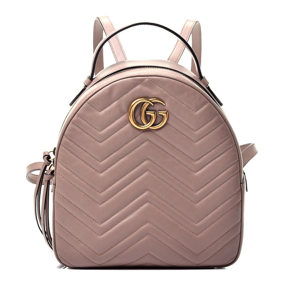 Gucci 476671 001998 GG Marmont Women's Beige Matelasse Leather Backpack (GG2063)