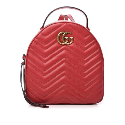 Gucci 476671 001998 GG Marmont Women's Hibiscus Red Matelasse Leather Backpack (GG2062)
