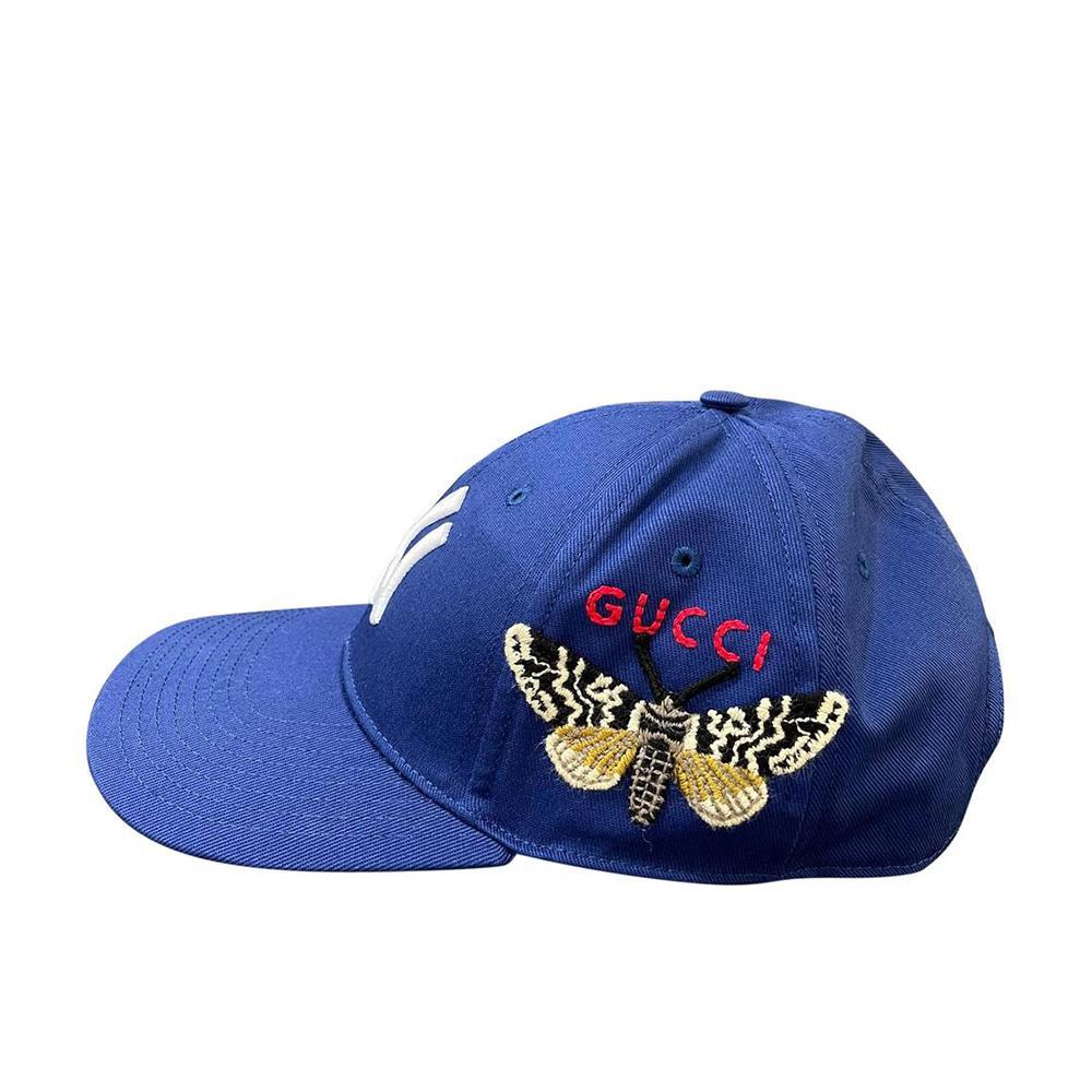 Gucci 538565 Moth Unisex Blue Fabric New York Yankee Apllicated Baseball Hats (GGH1001)