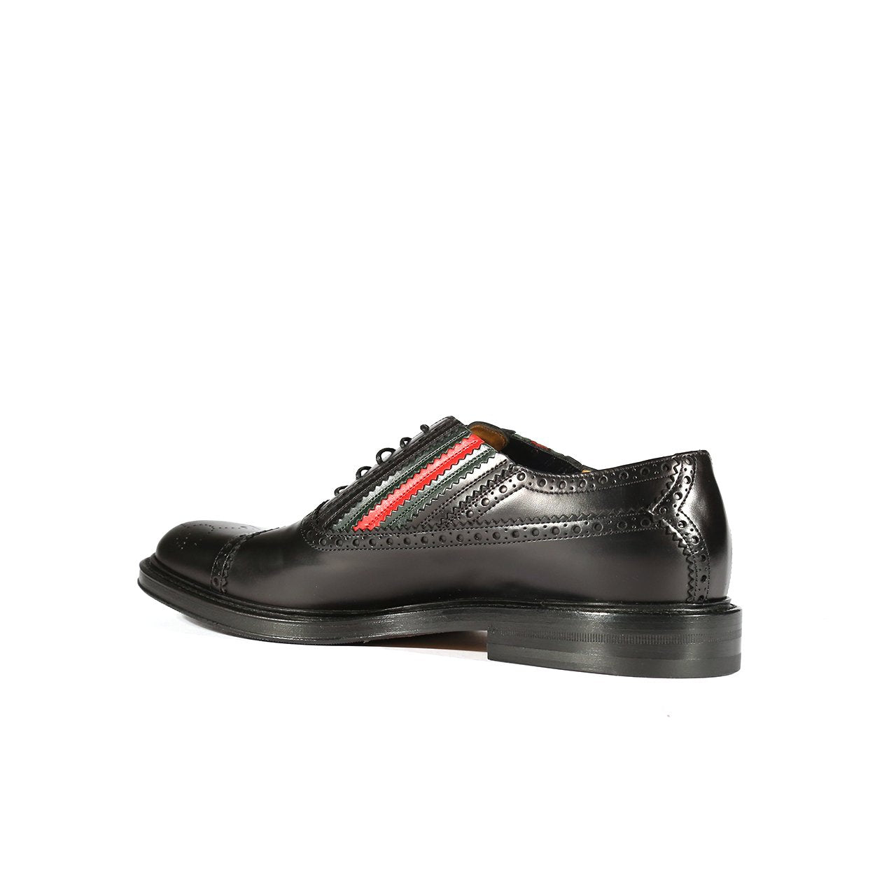 Gucci 547592 0GQ30 1078 Men's Shoes Black Calf-Skin Leather Cap-Toe Oxfords (GGM1719)