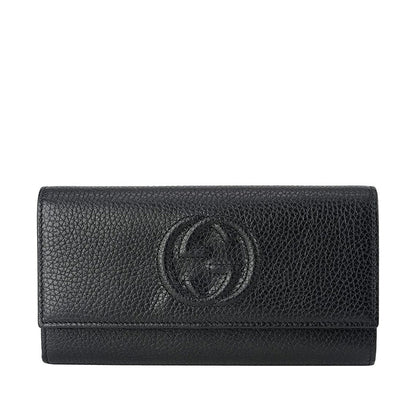 Gucci 598206 A7M0G 1000 Soho Women's Black Calf-Skin Leather Flap-Closure Wallets (GGWW3608)