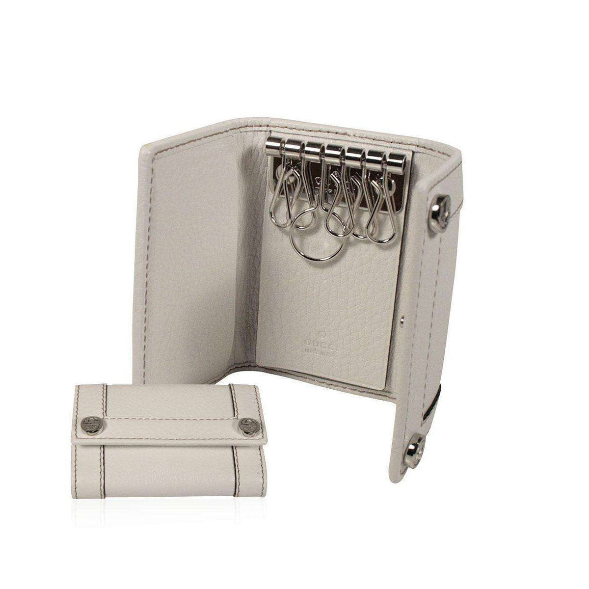 Gucci 6 Key Holder Leather Designer Key Chain White 233039