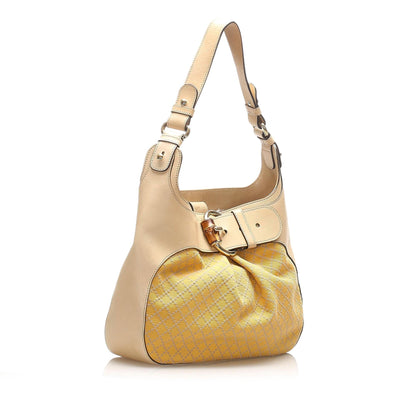 Gucci Bamboo Diamante Canvas Shoulder Bag