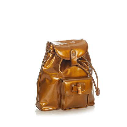 Gucci Bamboo Patent Leather Backpack
