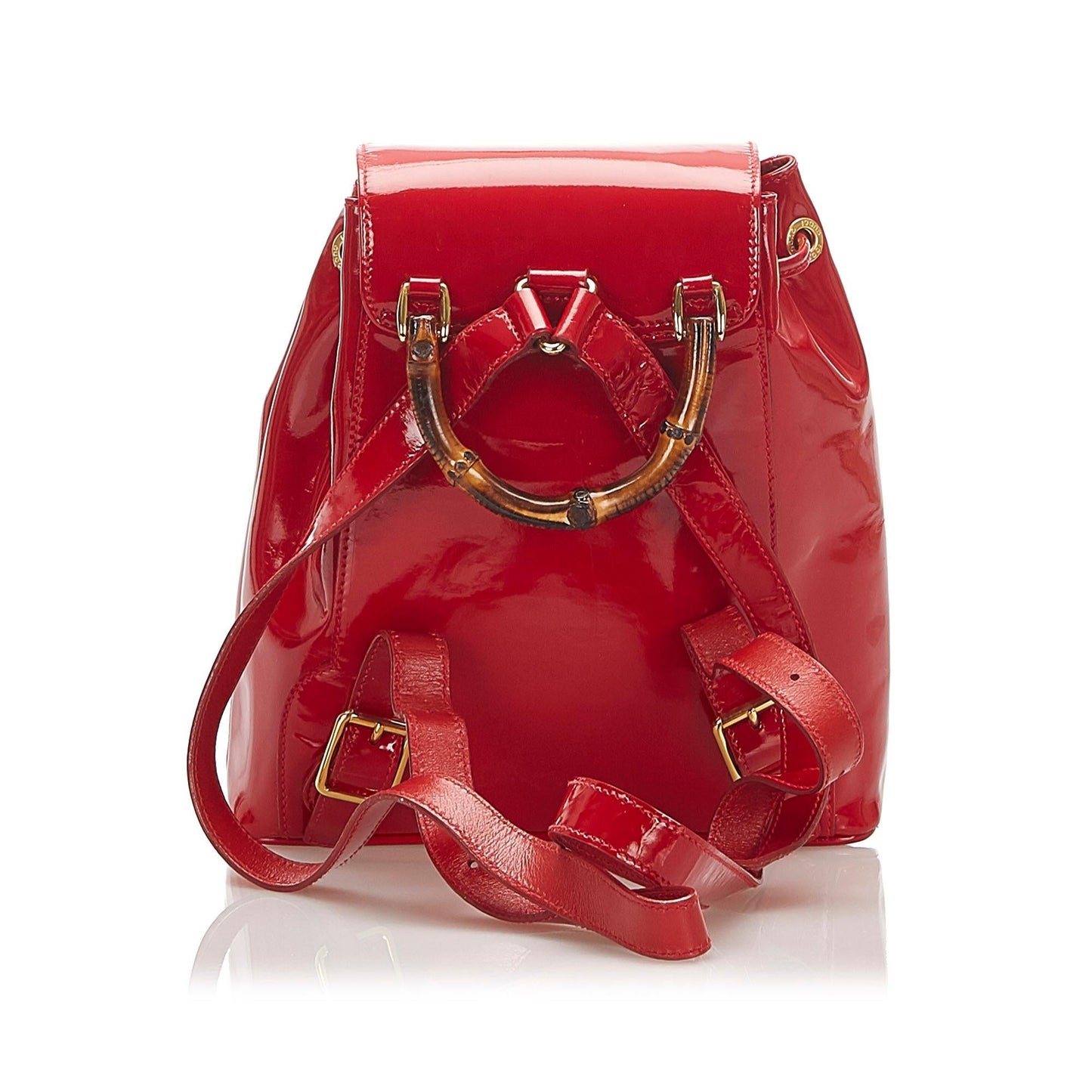 Gucci Bamboo Patent Leather Drawstring Backpack
