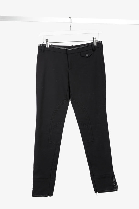 Gucci PF/13 Black Cotton-Blend Leather-Trim Cropped Riding Pants