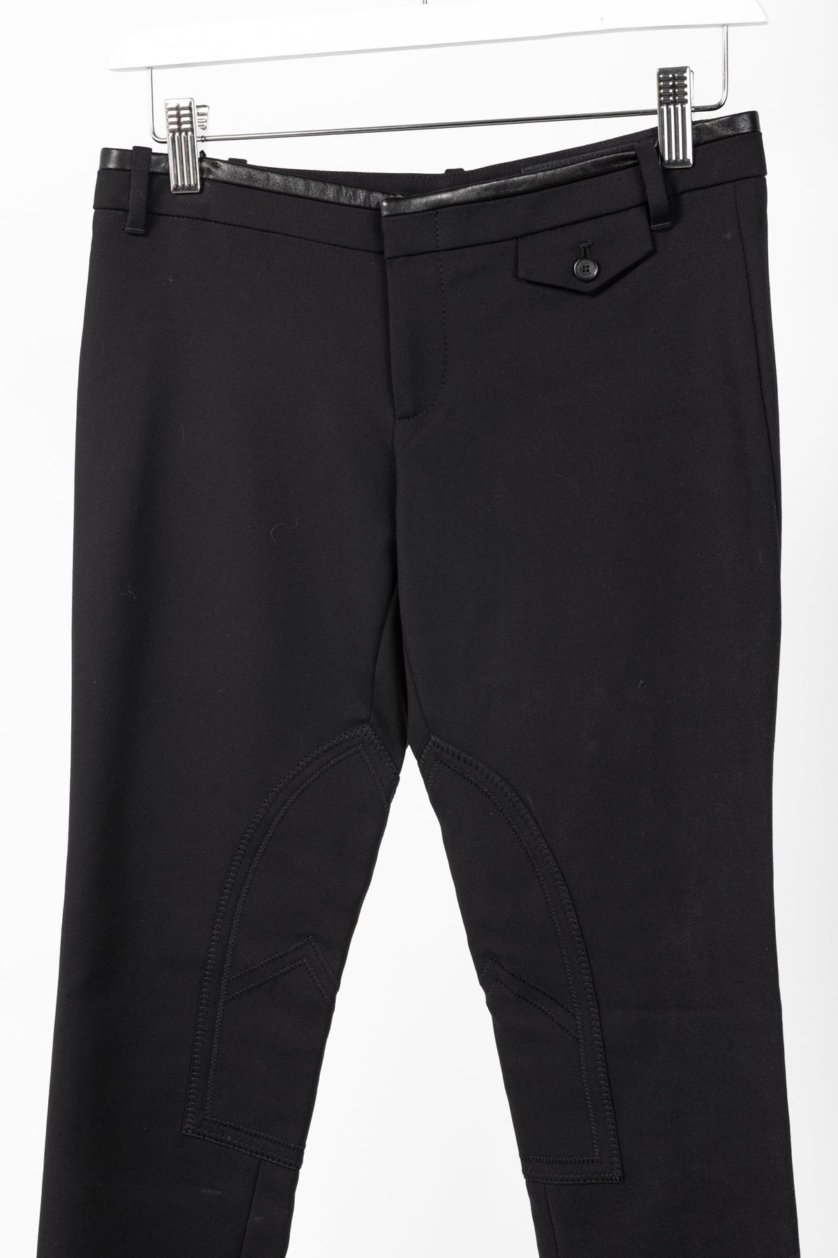 Gucci PF/13 Black Cotton-Blend Leather-Trim Cropped Riding Pants