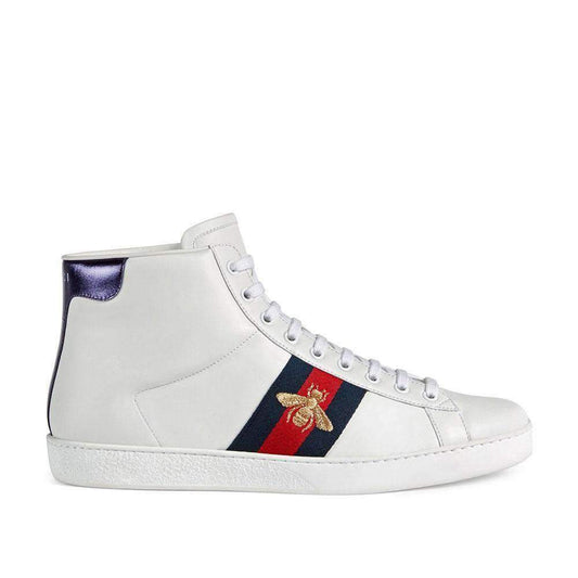 Gucci Bee Ace High-Top Sneakers White Leather Men's Trainers 501803 DOPE0 (GGM1702)