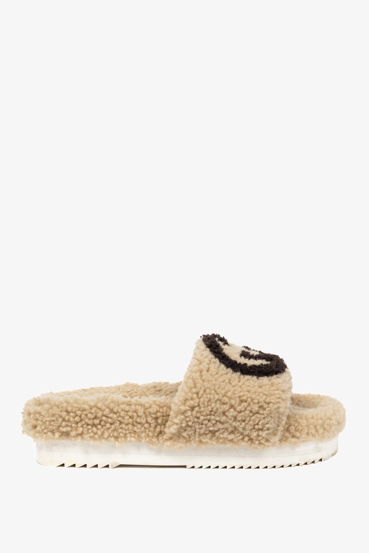 Gucci Beige Merino-Wool Faux-Shearling Interlocking-GG Slide Sandals