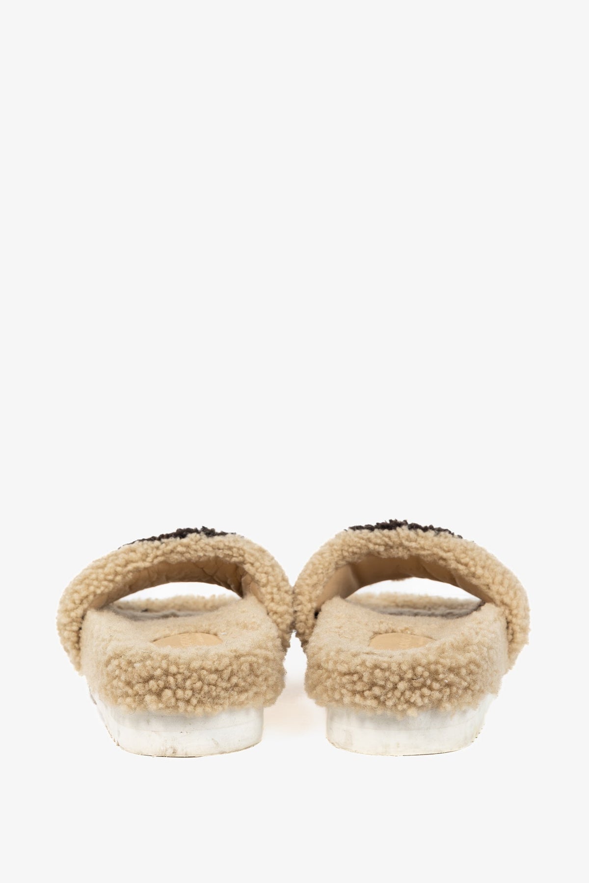 Gucci Beige Merino-Wool Faux-Shearling Interlocking-GG Slide Sandals