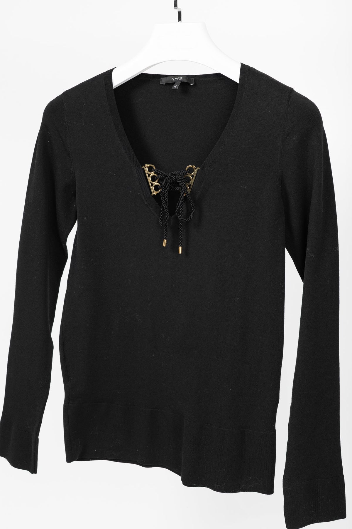 Gucci SS/11 Black Cotton-Blend Lace-Up Pullover