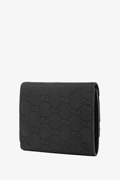 Gucci Black GG Canvas Horsebit Web Trifold Wallet
