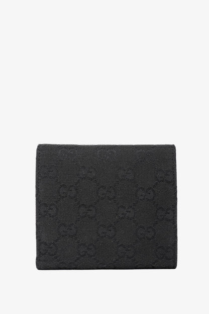 Gucci Black GG Canvas Horsebit Web Trifold Wallet