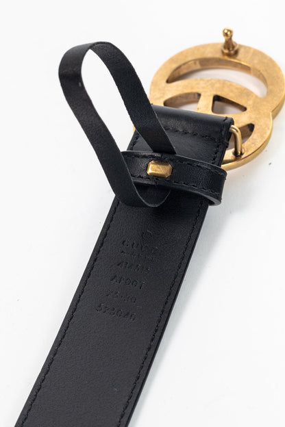 Gucci GG Marmont Black Leather Thin Belt