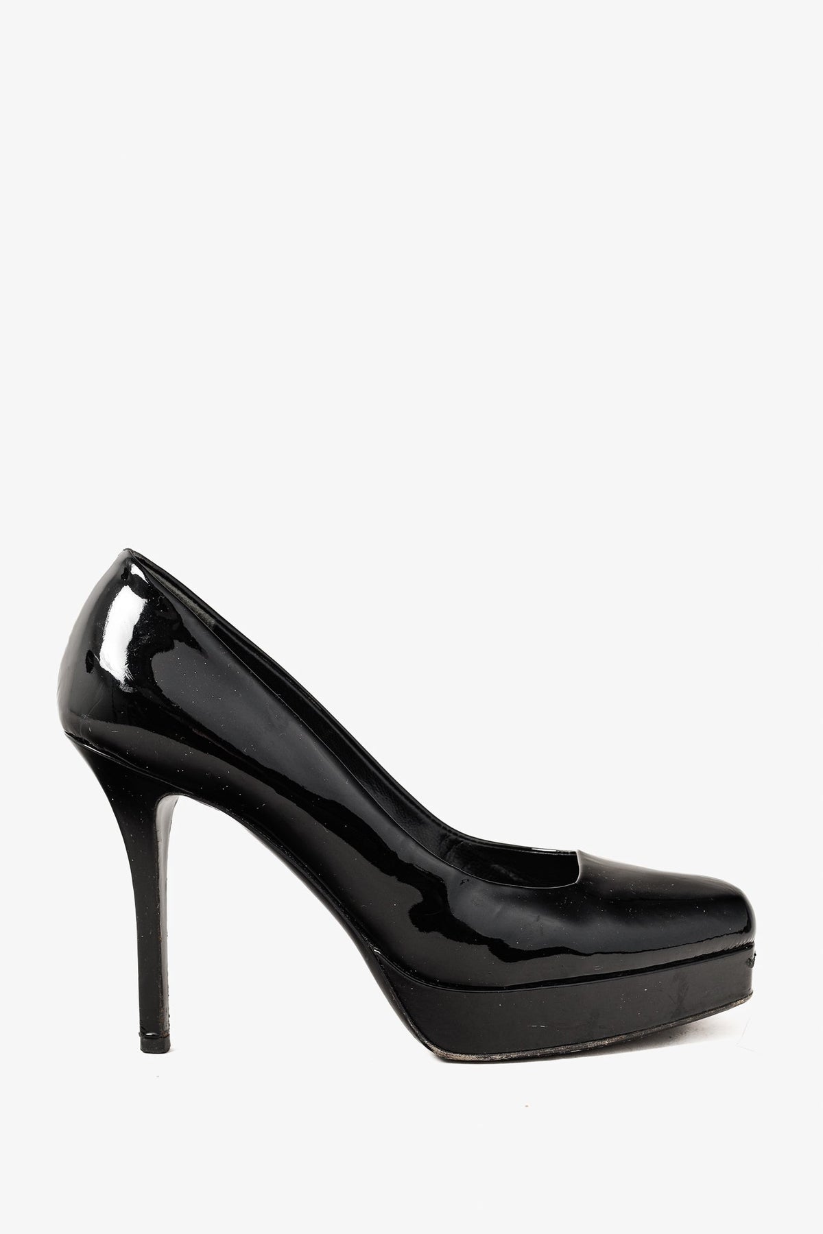 Gucci Nero Vernice Crystal Square-Toe Patent Leather Platform Pumps