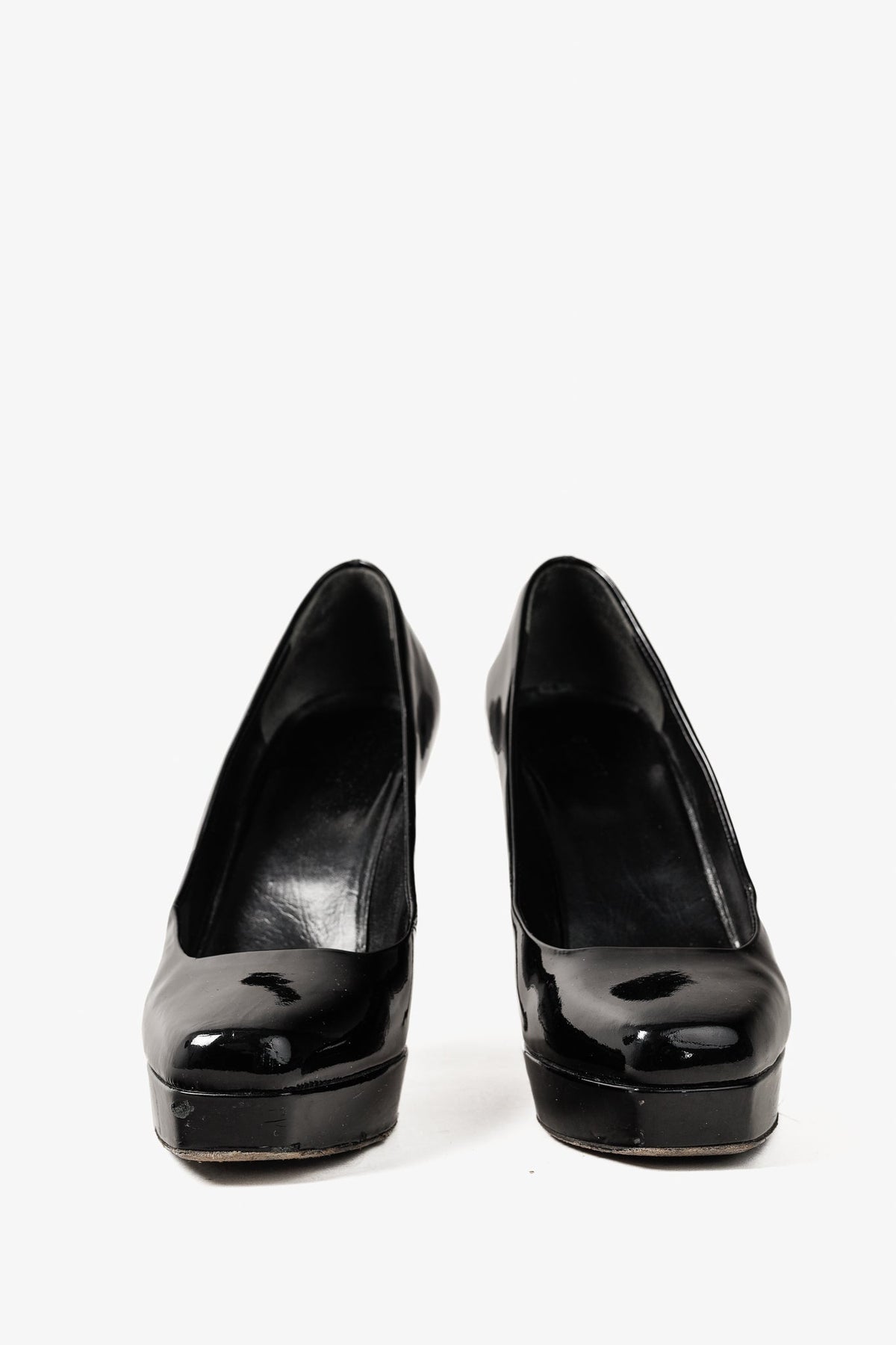 Gucci Nero Vernice Crystal Square-Toe Patent Leather Platform Pumps