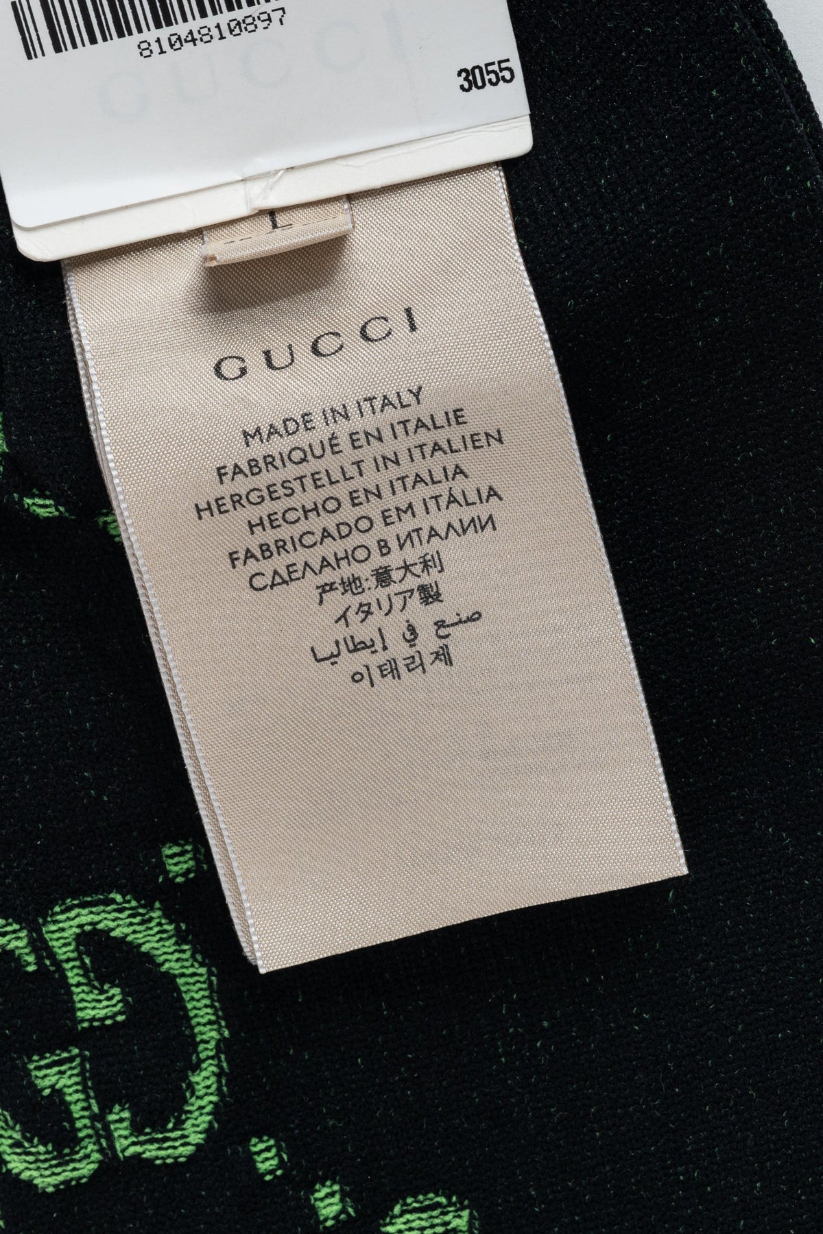 Gucci Black & Light Green GG Monogram Mid-Calf Socks