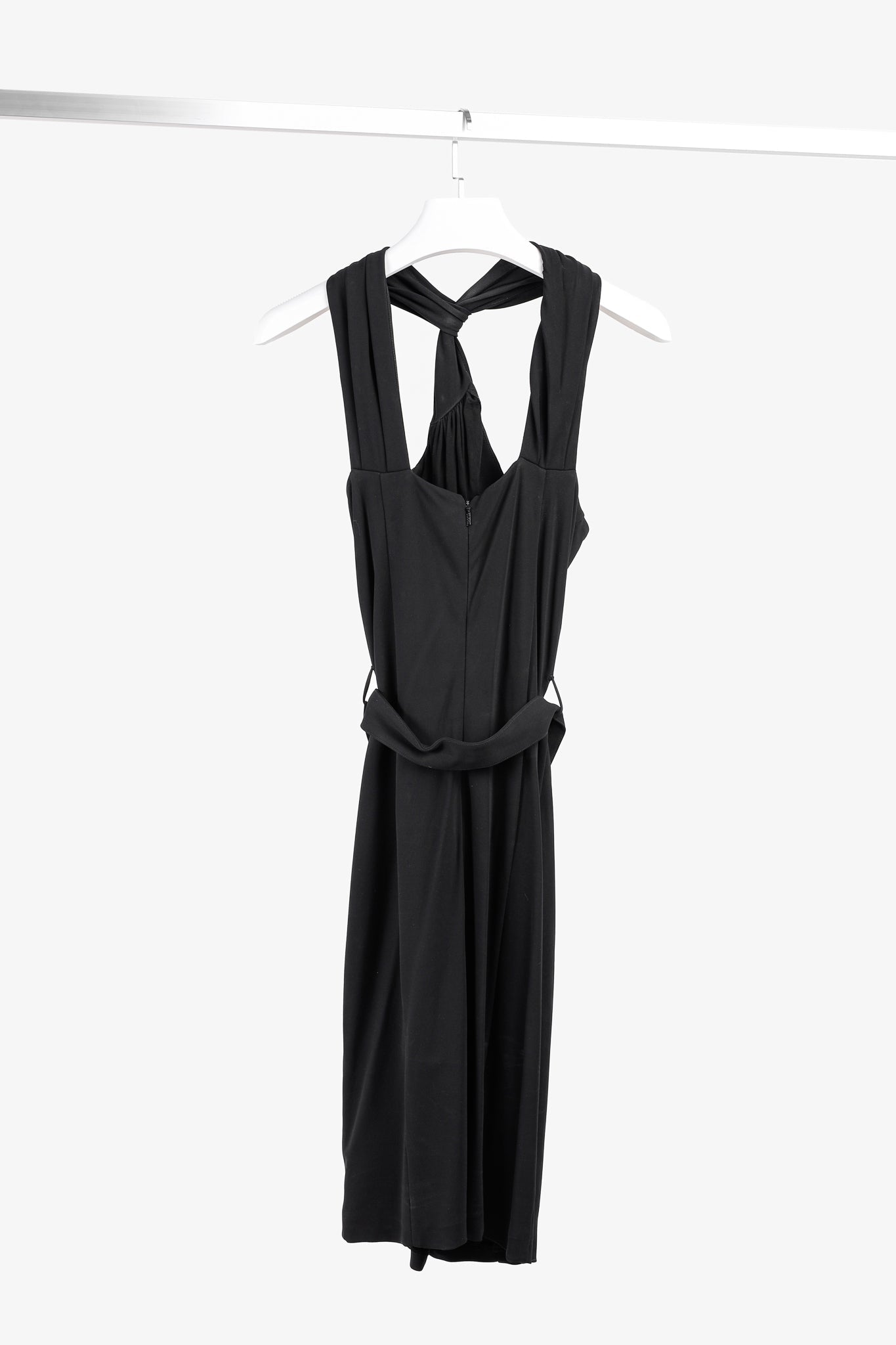 Gucci PF/11 Twist Halter Golden Chain Black Dress