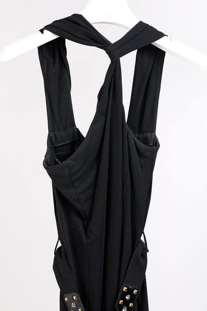 Gucci PF/11 Twist Halter Golden Chain Black Dress