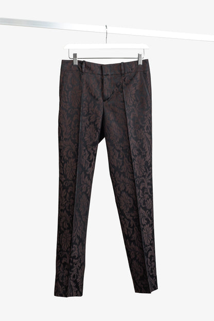 Gucci AW/12 Burgundy Floral-Jacquard Holiday Pants