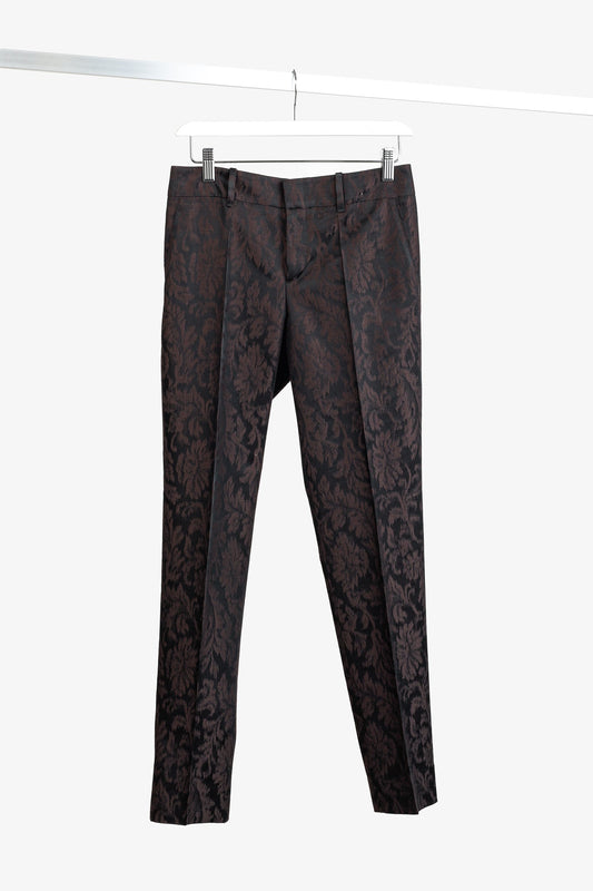 Gucci AW/12 Burgundy Floral-Jacquard Holiday Pants