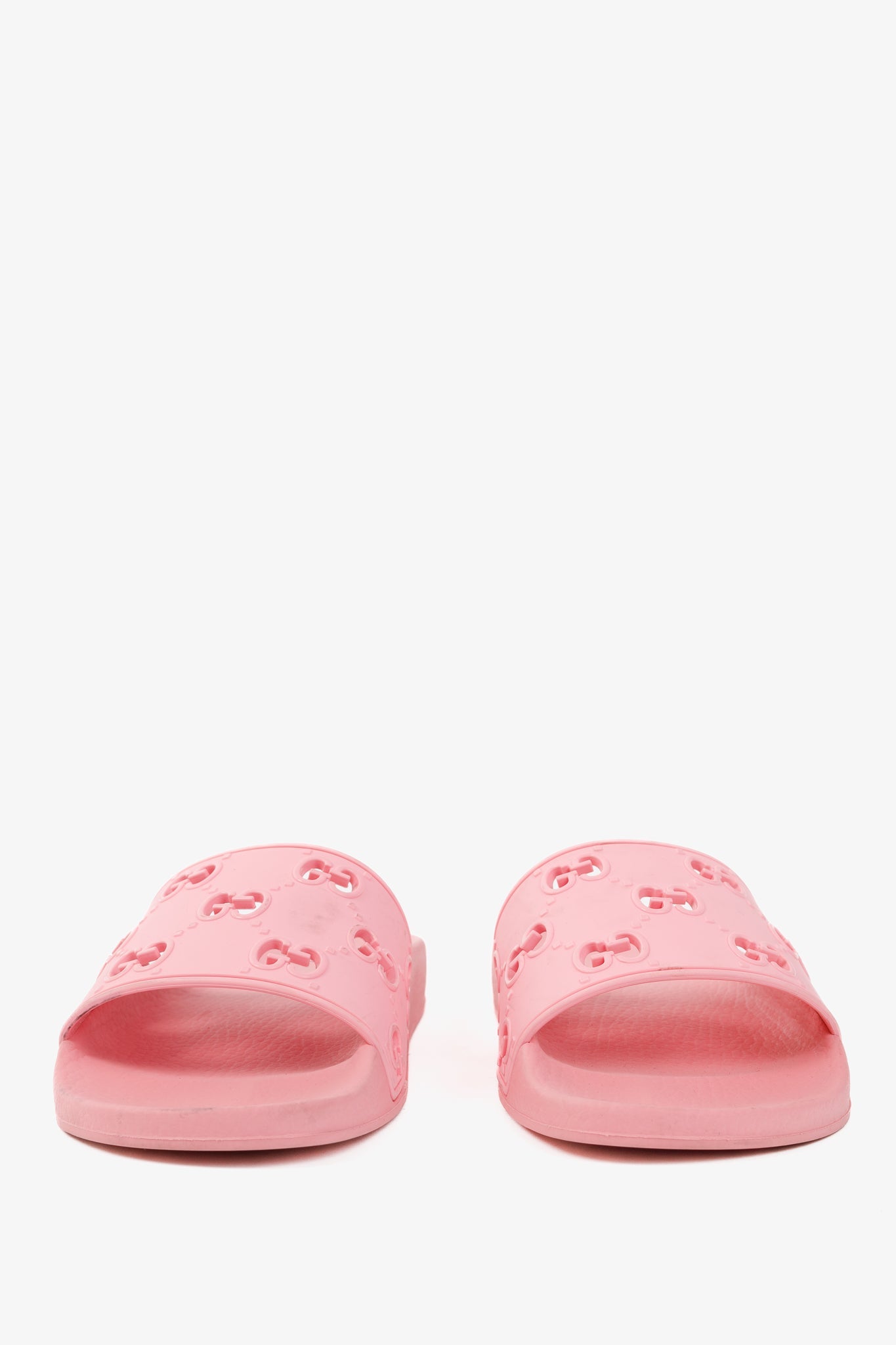 Gucci Pink Rubber GG Slide Sandals