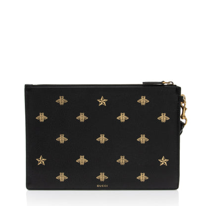 Gucci Calfskin Bee Star Wristlet (SHF-8glDSR)