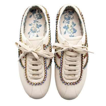 Gucci Calfskin Crystal Falacer Sneakers - Size 5.5 / 35.5 - FINAL SALE (SHF-20069)