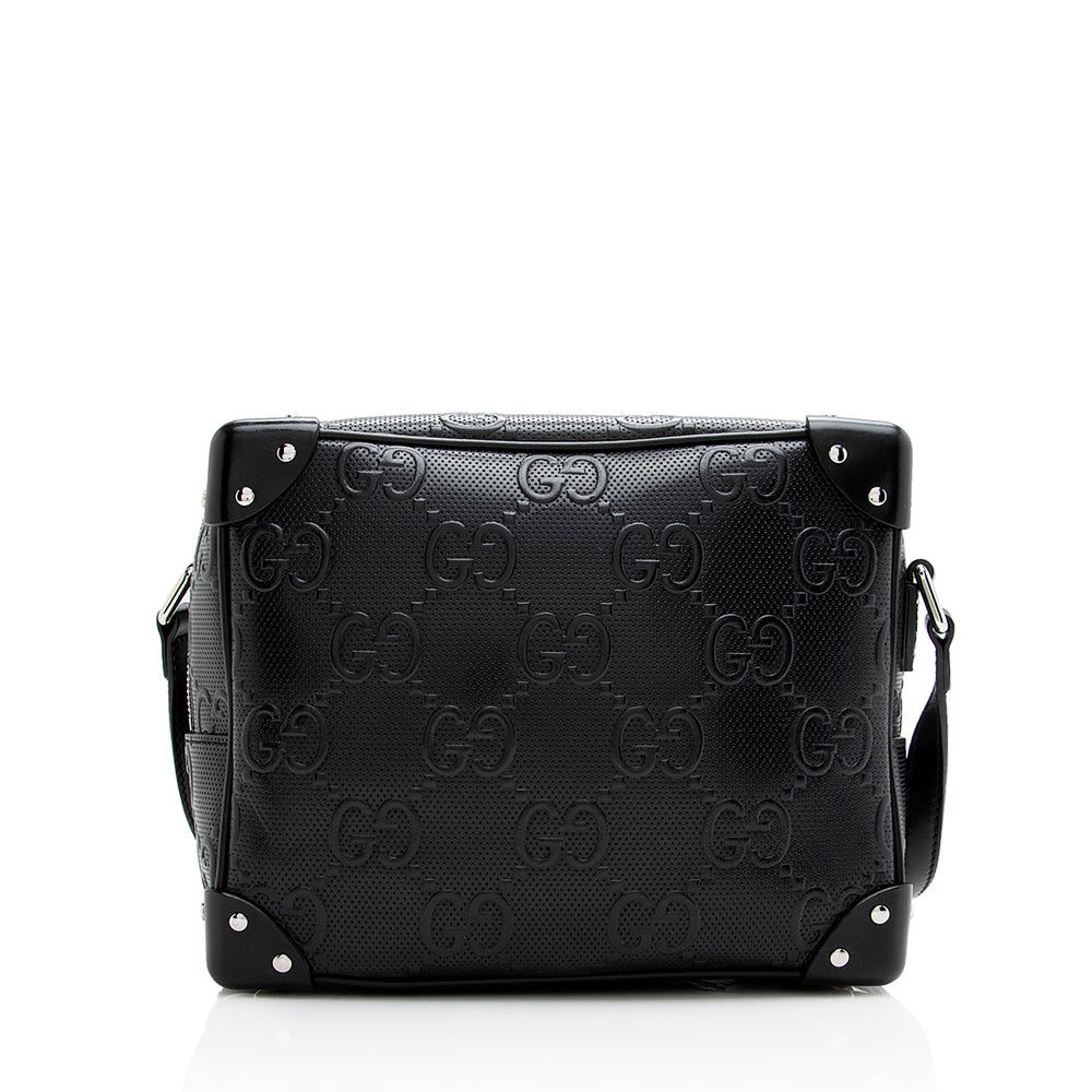 Gucci Calfskin GG Embossed Square Shoulder Bag (SHF-21568)