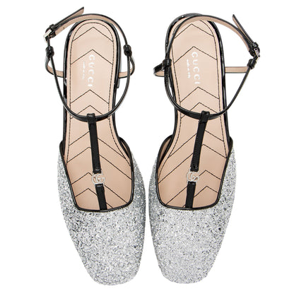 Gucci Calfskin Glitter Double G Slingback Flats - Size 7 / 37 (SHF-5KGtZj)