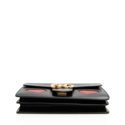 Gucci Calfskin Malaga Kid Heart GG Marmont Small Flap Bag