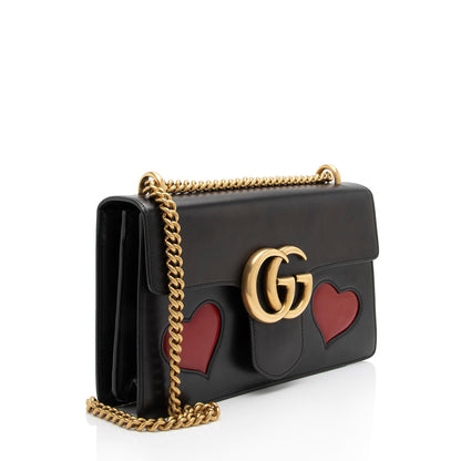 Gucci Calfskin Malaga Kid Heart GG Marmont Small Flap Bag