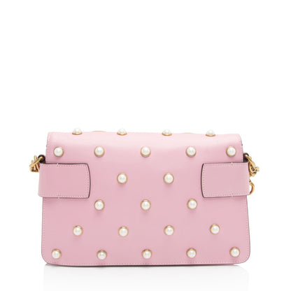 Gucci Calfskin Pearl Bee Broadway Mini Shoulder Bag (SHF-11dMr1)