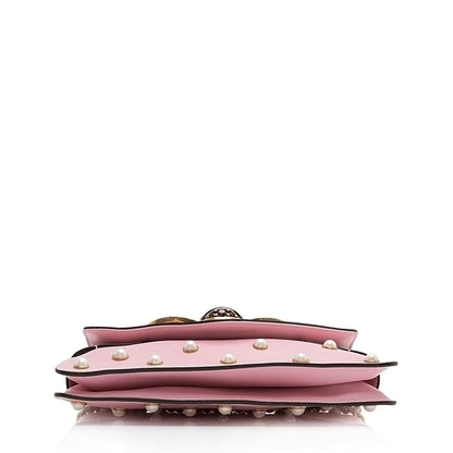 Gucci Calfskin Pearl Bee Broadway Mini Shoulder Bag (SHF-11dMr1)