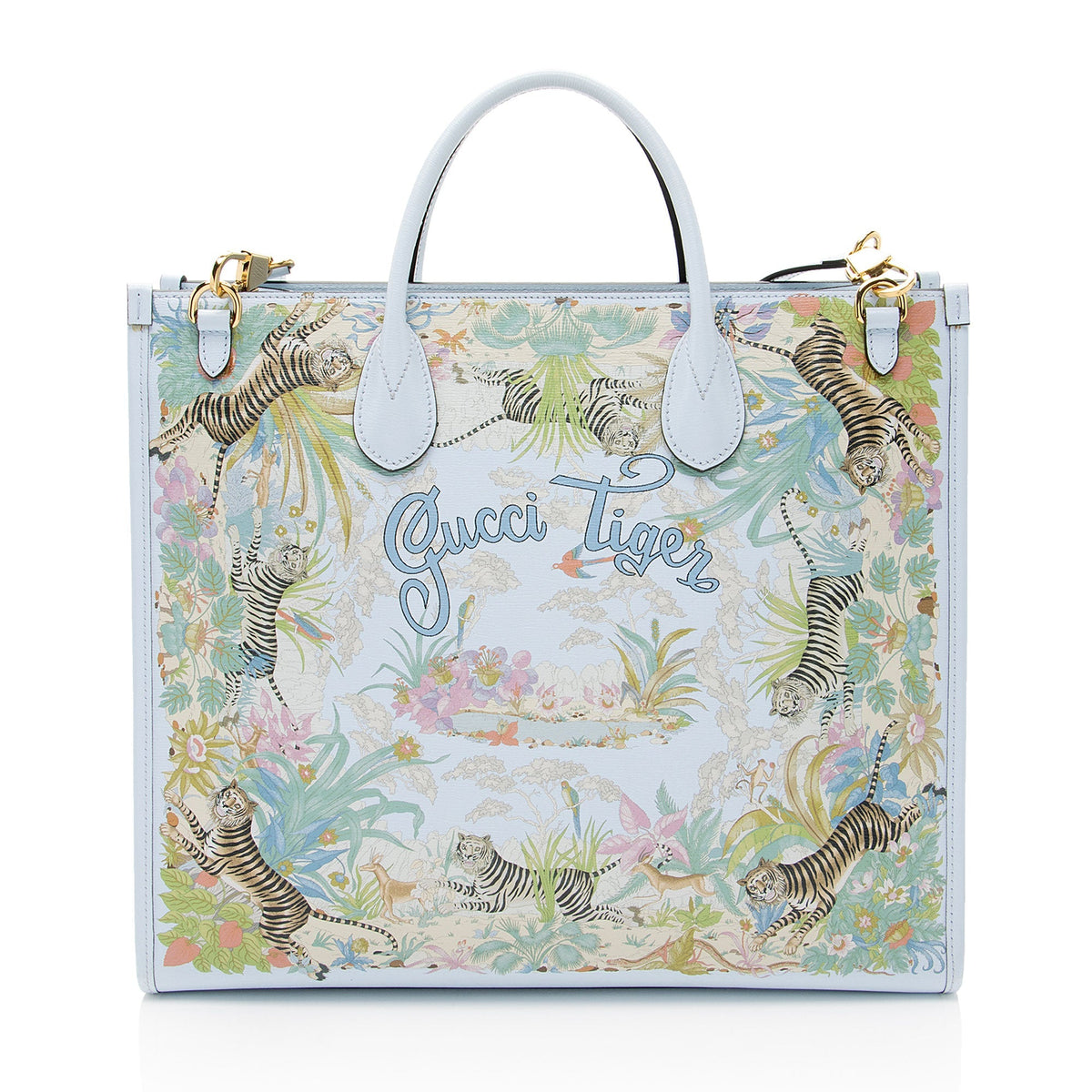 Gucci Calfskin Tiger Print Medium Tote