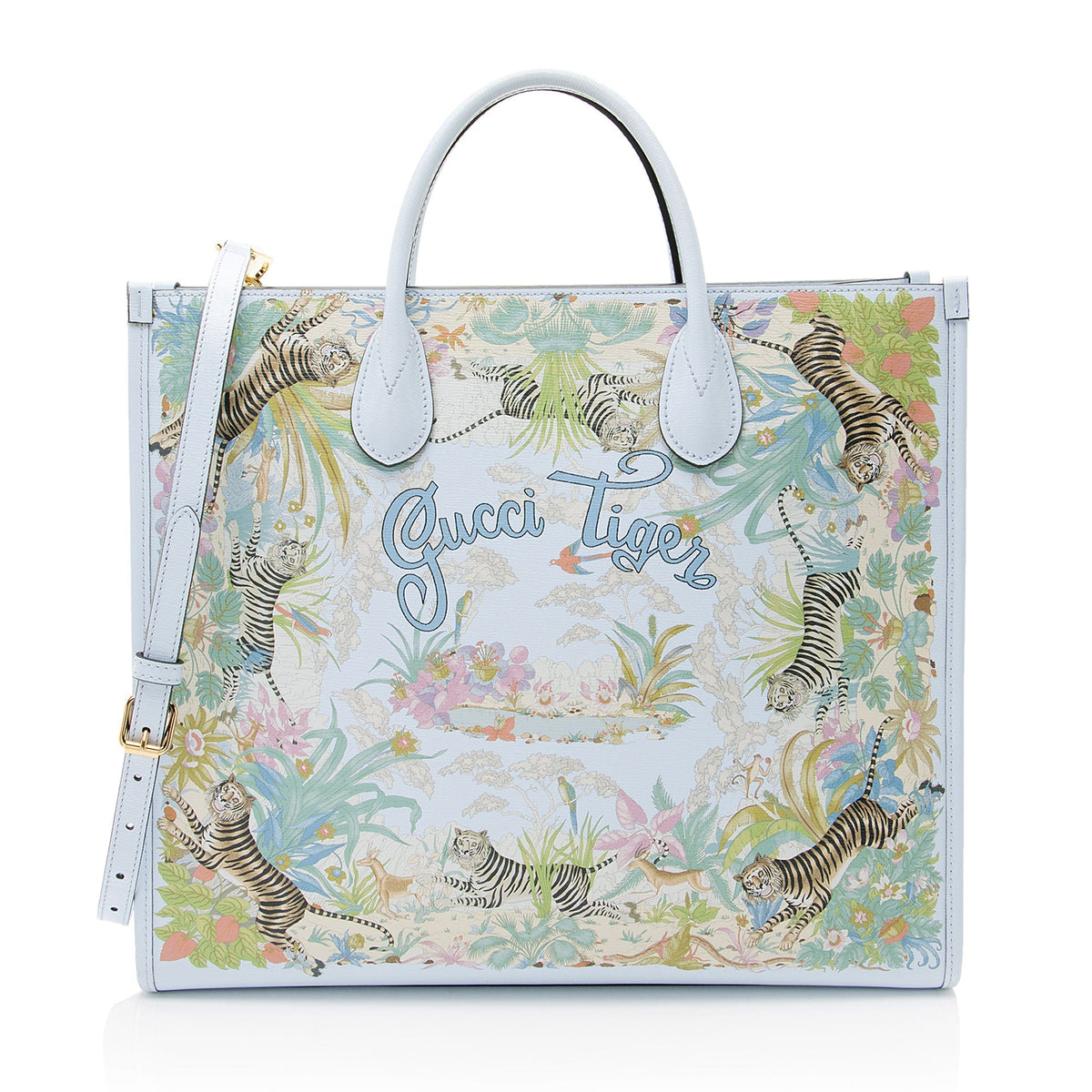 Gucci Calfskin Tiger Print Medium Tote