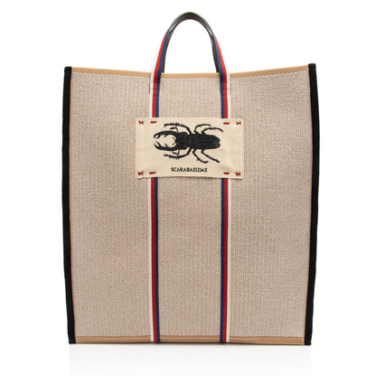 Gucci Canvas Embroidered Floral Vertical Tote (SHF-tGiQY1)