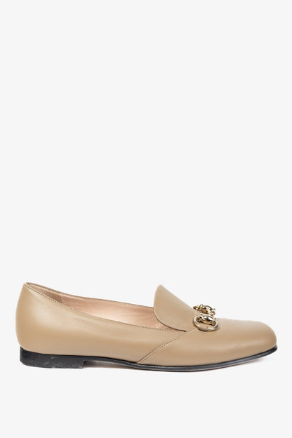 Gucci Beige Horsebit Leather Loafers