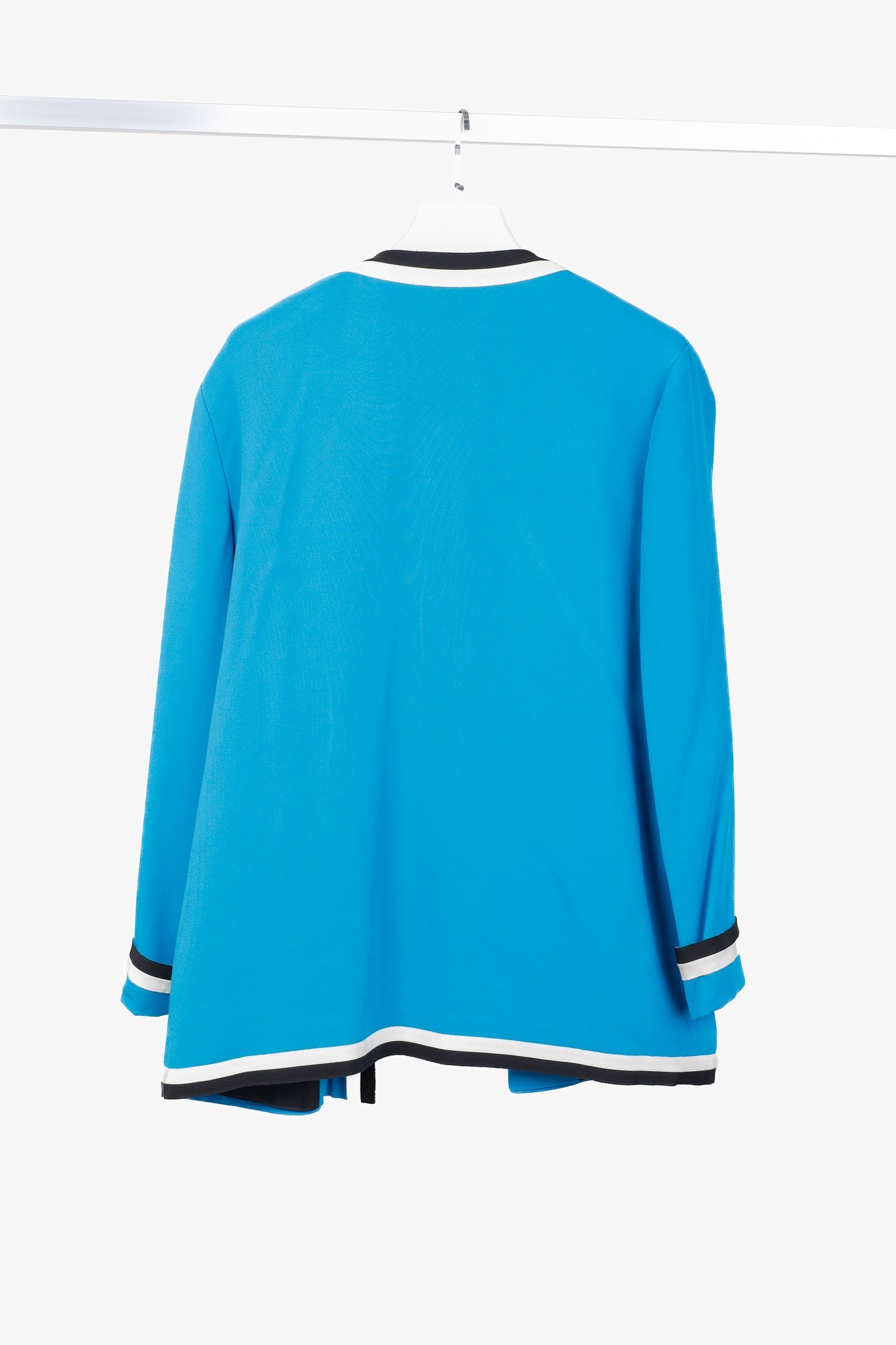 Gucci PF/18 Blue Belted Trimmed Stretch Viscose Oversized Jacket