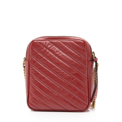 Gucci Diagonal Matelasse Leather GG Marmont Double Zip Mini Camera Bag