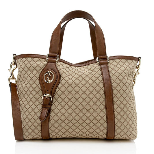 Gucci Diamante Canvas Village Tote (SHF-13046)