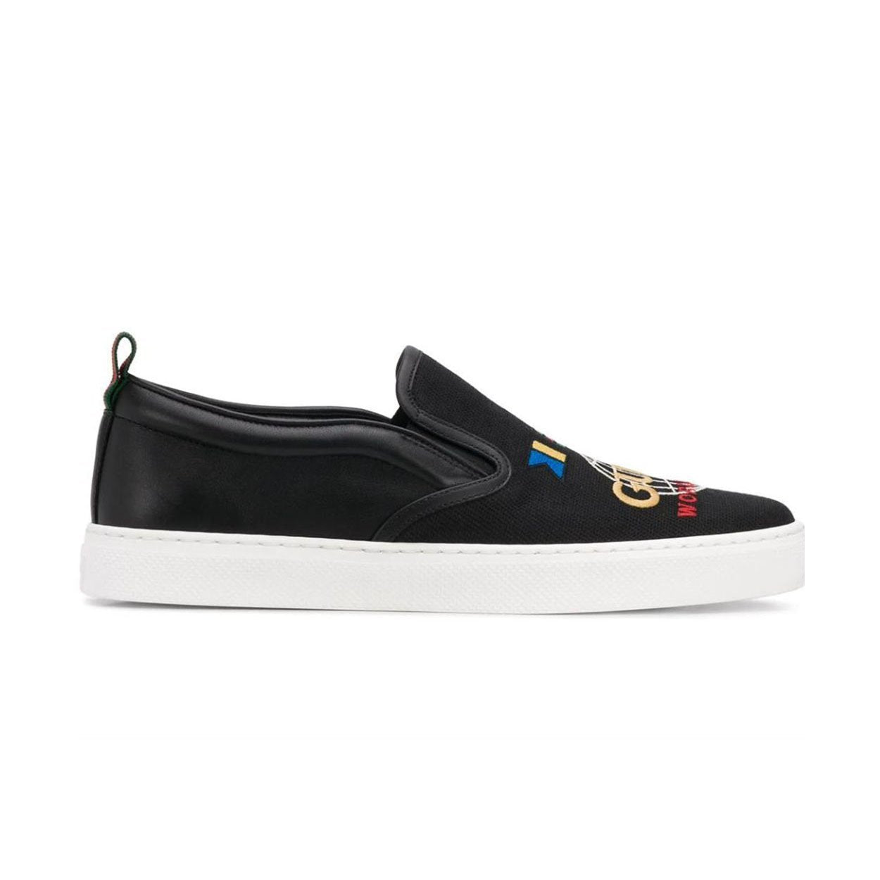 Gucci Dublin Men's Shoes Black Worldwide Sewed Cotton / Calf-Skin Leather Slip-On Sneakers (GGM1712)